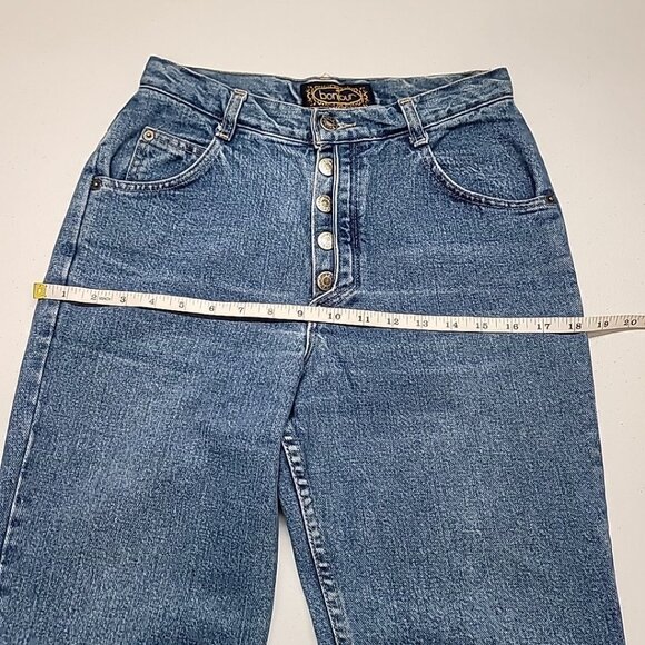 VTG Bonjour Petite High Waist Denim Mom Jeans Sz 26x25 Cut Away Button Fly READ - Picture 15 of 16